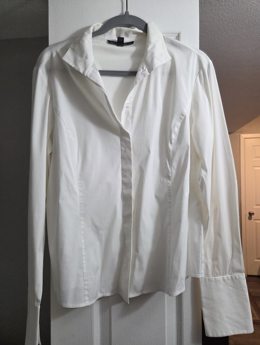 Lafayette 148 New York White Button-Front Collared Shirt